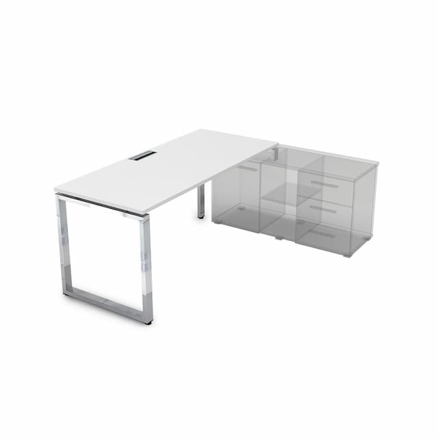 Стол рабочий, прямолинейный, правый АЛСАВ Gloss line НСТП-О.979 белый премиум/металл глянец
