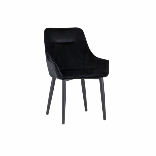 Стул-полукресло Клен Дубай сгр118 с мягким сиденьем, с черными матовыми ножками (микрофибра, черный)