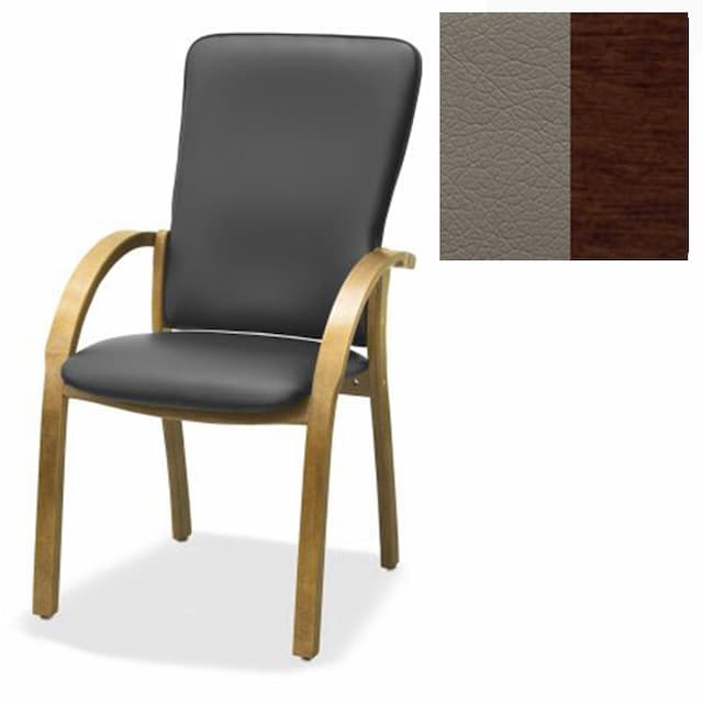 Стул Юнитекс Джуно комфорт экокожа премиум серо-коричневая CN6/дерево-орех гамильтон