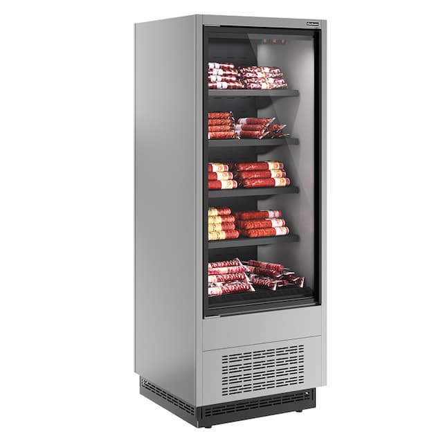 Витрина холодильная Carboma FC20-07 VV 0,6-1 0030 боковина металлическая с зеркалом (9006-9005) Cube 2 STANDARD фронт X1